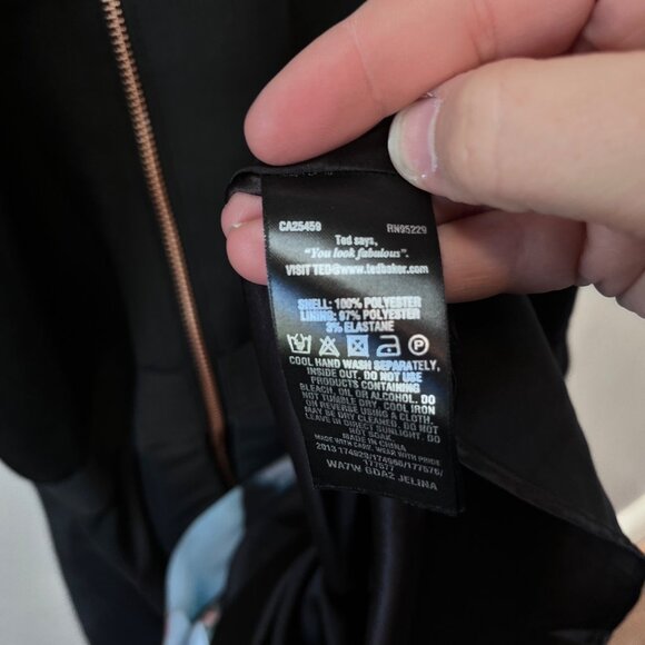 Ted Baker London black floral Jelina Chelsea Skater dress- Sz. 1 (US 4) - Picture 4 of 6